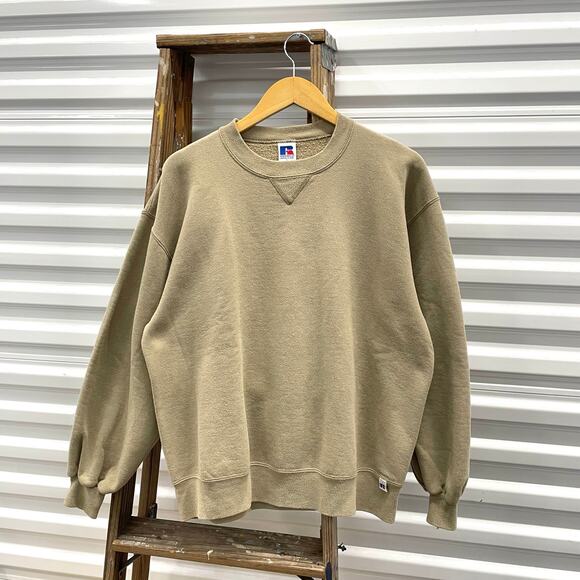 Vintage Russell Athletic Tan Soft Pullover 90s Sweatshirt - Picture 1 of 3